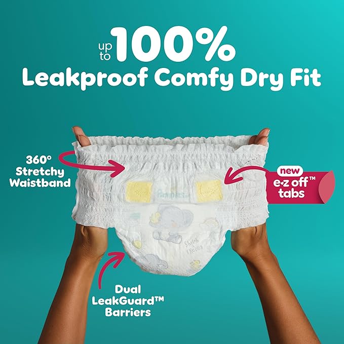 Pampers Diapers - Swaddlers 360° - Size 5, 92 Count, up to 100% Leakproof Comfy Dry Fit, Designed for Easy Changes, Pull On Baby Diaper (Packaging May Vary)