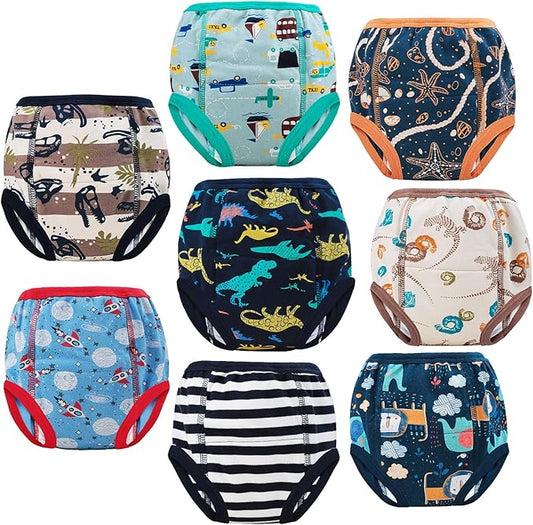 MooMoo Baby 8 Packs Potty Training Pants Cotton Absorbent Training Underwear for Toddler Boy and Girls 2T-9T