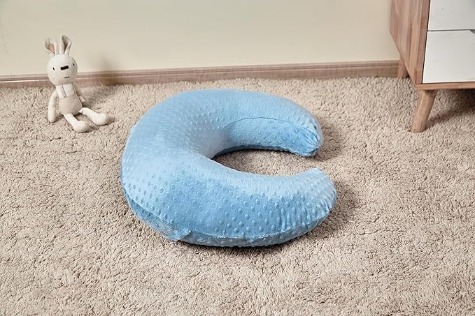 ESEN Plus Size Nursing Pillow and Body Positioner for Breast Feeding and Bottle Feeding, Ultra Soft Baby Breastfeeding Pillows with Removable Nursing Pillow Cover for Mom and Baby (Blue)