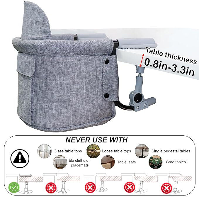 Lvvbaby Hook On High Chair Portable Baby High Chair-Foldable Convertible for Travel & Home,Clamp-On High-on Chair with Footrest, 3-Point Safety Harness Lightweight 4.3lbs