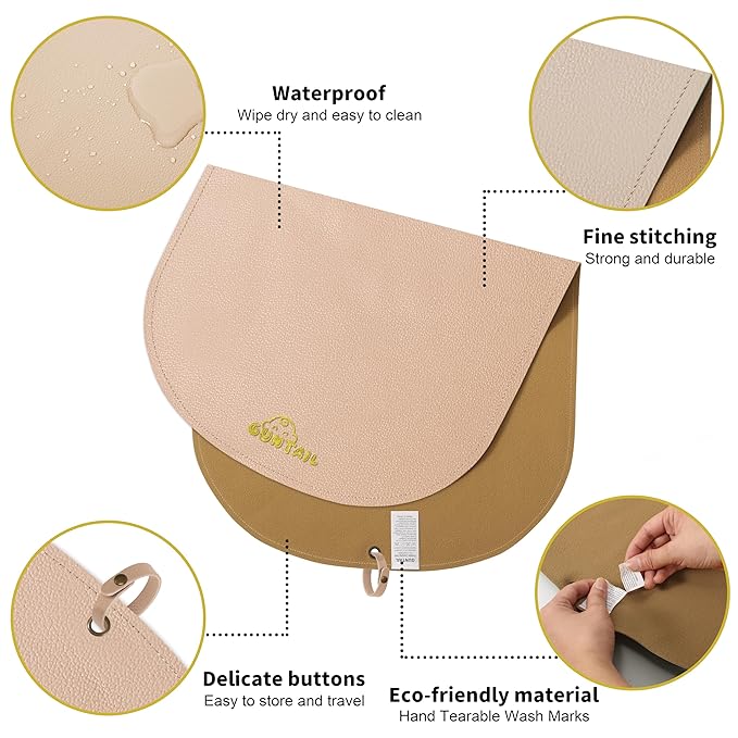 Portable Baby Diaper Changing Mat,Soft Faux Leather, Wipeable & Easy to Clean,for Home or Travel, Waterproof, with Storage Strap,Easily Put into Diaper Bag,30 x 17 in (Beige & Coffee)