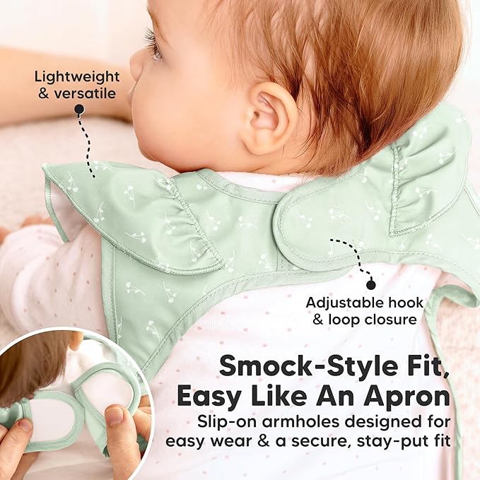 KeaBabies Waterproof Bibs for Baby Girl,Boy – 2-Pack Lightweight, Large Baby Bibs for Eating, Wearable Food Catcher, 6-12 Months Infant Feeding Essentials, Smock for Toddlers 1-3, Kids (Bloom)