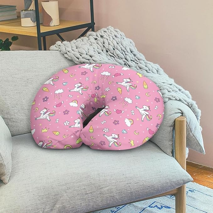 Cartoon Horse Nursing Pillow Cover Soft Neutral Breastfeeding Pillow Slipcover Durable Removable Nursing Pillow Case for Baby Boy Girl