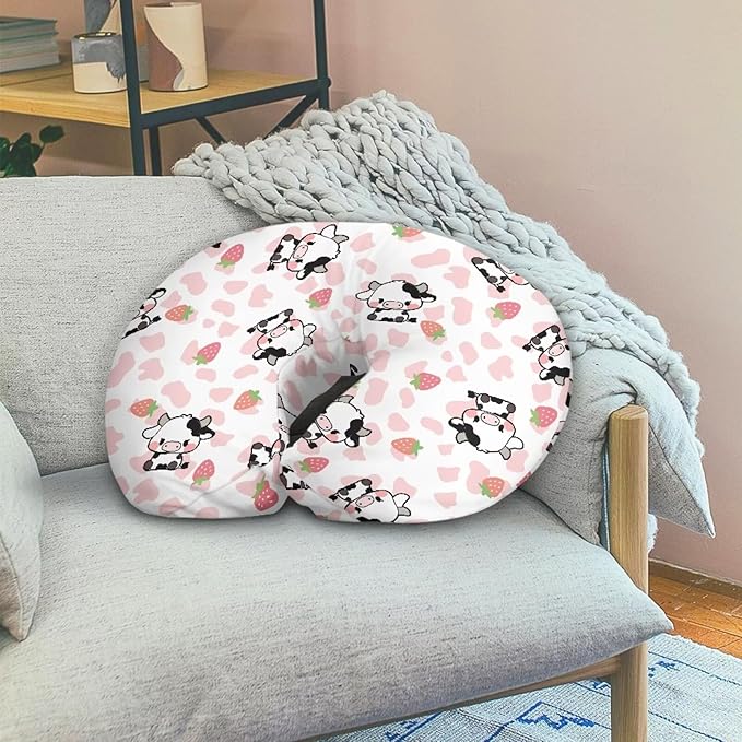 Pink Cow Stripes Cow and Strawberry Baby Nursing Pillowcase Nursing Pillow Cover Pillow Slipcover Detachable Nursing Pillow Protective Cas Baby Feeding Durable and Easy to Clean