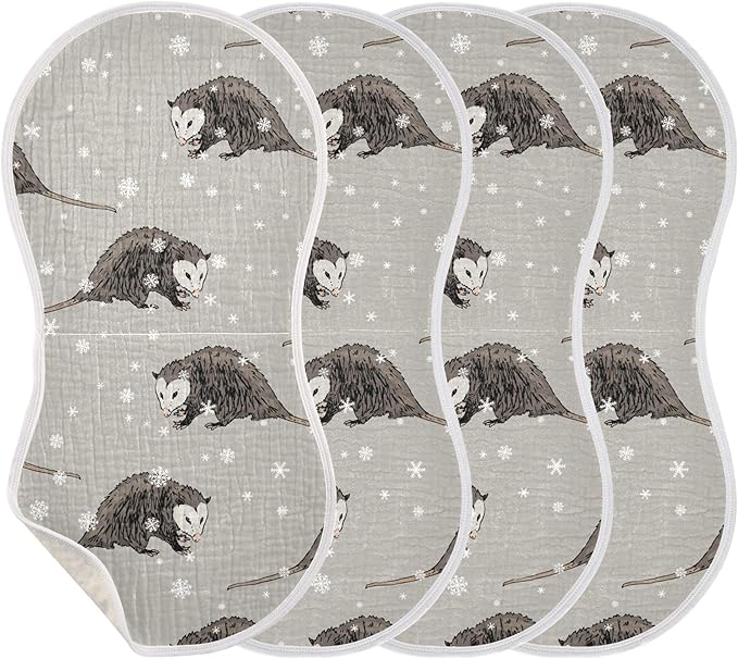 Winter Opossum Possum Burp Cloths Baby Boys Girls Absorbent Soft Cotton Burping Cloths Rags 2 Pack