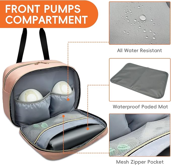 LIVEAGAIN Wearable Breastmilk Bag with Ice Pack Fits for Elvie Hands-Free Pumps and Medela Pump in Style, Portable Pump Carrying Case for for Daycare, Work, and Travel (Bag Only) (Pink)