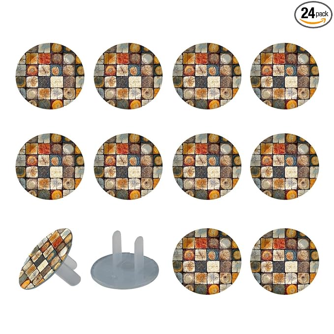 Baby Safety Outlet Plug Electrical Socket Covers, Various Wooden (2)