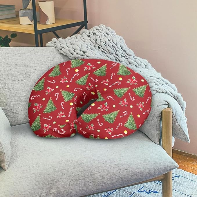 Christmas Nursing Pillow Cover for Breastfeeding, Christmas Decor Xmas Tree Breastfeeding Covers for Nursing - Soft, Comfortable & Machine Washable, Ideal for New Moms