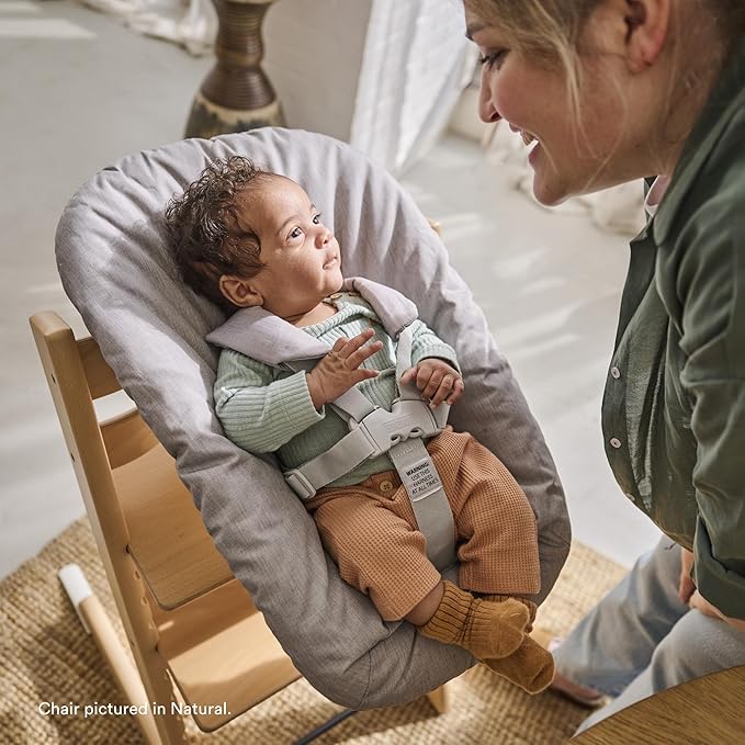 Tripp Trapp Chair from Stokke (Natural) + Tripp Trapp Newborn Set (Grey) - Cozy, Safe & Simple to Use - for Newborns Up to 20 lbs