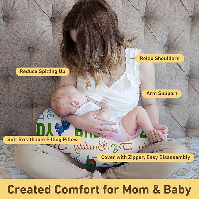 Dyoart Baby Nursing Pillow Cover,Personalized Comfortable Nursing Covers,Custom,Breastfeeding Pillow Slipcover for Bottle Feeding,Custom Gifts for Infant(one Size)