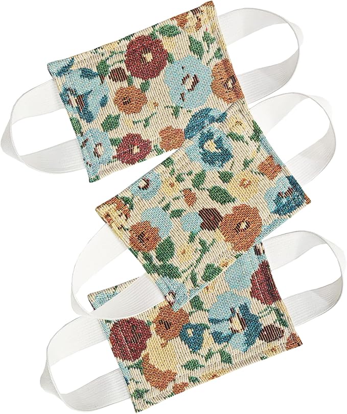Baby Proof Door Silencer & Cloth Latch Cover, Quiet Close Anti-Slam Pads to Prevent Slamming and Accidental Locking, for Nursery and Toddler Safety (3, Beige Floral Pattern, 4.1 * 3.1 inches)