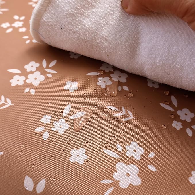 Baby Splat Mat for Under High Chair, 51 x 51 Inch Wipeable Splash Mat，Floor Protector，Wipe-Clean Tablecloth and Playing Mat (Flower)