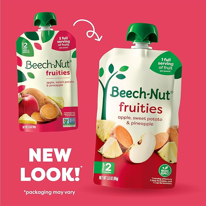 Beech-Nut Baby Food Variety Pack, Fruit & Root Veggie Blends Baby Food Pouches, Fruit & Veggie Purees, 3.5oz (18 Pack)