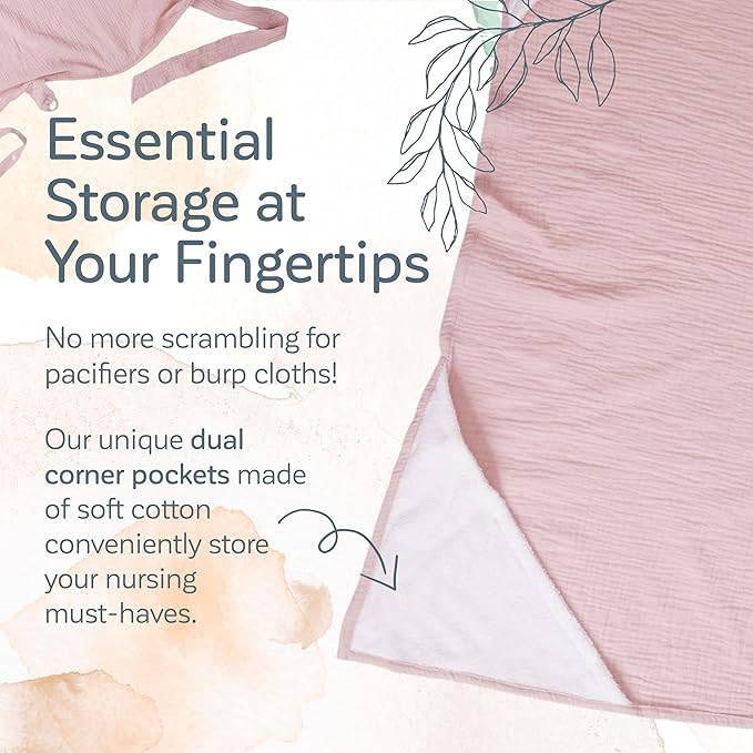 Kiddycare Nursing Cover, Muslin Cotton Privacy Nursing Covers, Gentle on Baby's Skin, Discreet Breastfeeding Covers for Nursing Moms, Breathable Nursing Cover Up for Breastfeeding Essentials (Basil)
