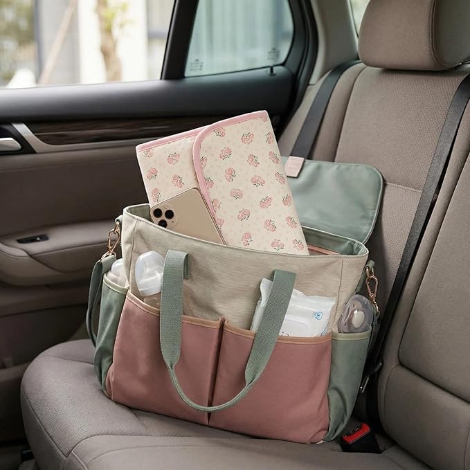 Baby Diaper Changing Pad, 19.7"x25.6" Waterproof Changing Pad Liners with 100% Muslin Cotton Front Top and Leather Back, Soft and Absorbent Portable Changing Mat for Travel, Changing Station