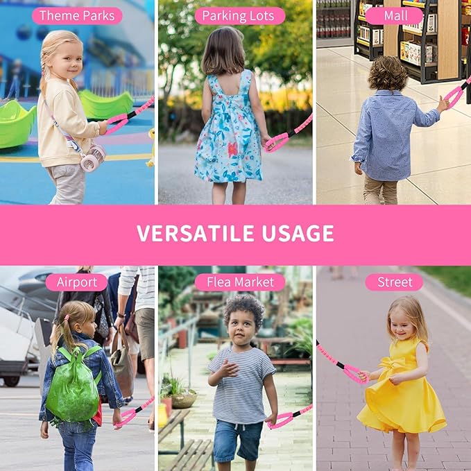 ONEDONE Stroller Handle for Toddler Travel 20" Stroller Strap for Kids to Hold Handle for Strollers, Wagons, Shopping Carts Soft Handle for Child Safety Keep Kids Close Pink