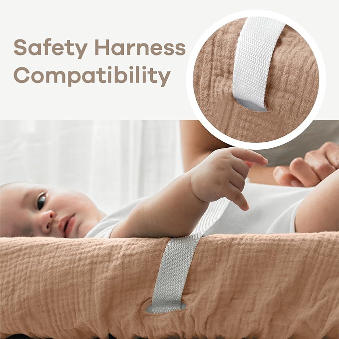 Comfy Cubs Muslin Fitted Changing Pad Cover Pack of 2, Cedar and Cream - Soft, Breathable & Washable 100% Cotton Fitted Sheet for Baby's Comfort - Universal Fit for Flat & Curved Baby Changer Pad