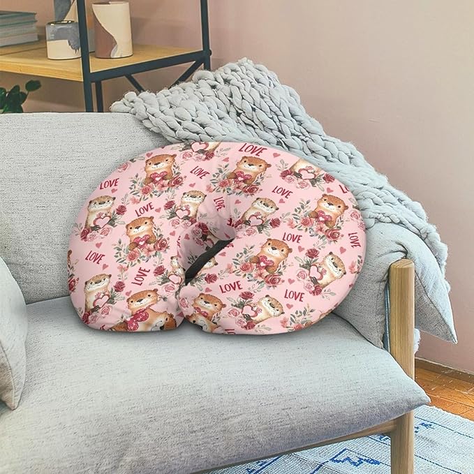 Jeiento Rose Flower and Otter Nursing Pillow Covers,Pillowcase Premium Quick-Dry Fabric Cover for Baby Girl and Boys Breastfeeding Pillowcase