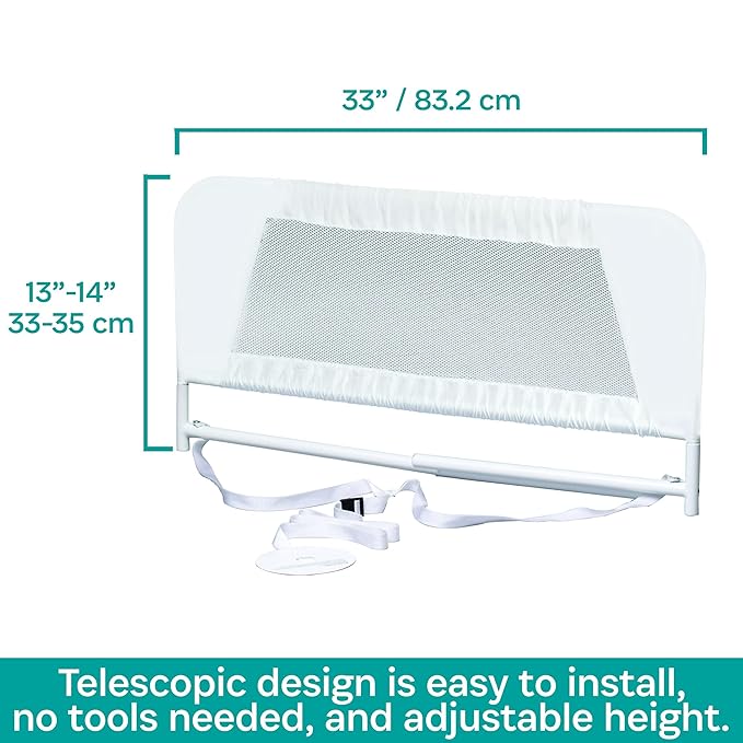 KidCo BR103 Convertible Crib Rail - Quick Assembly Toddler Bedrail (White)