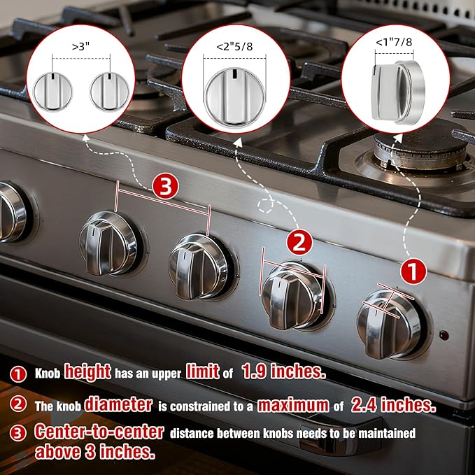 5PCS Stove Knob Covers for Child Safety - Fit Knobs UNDER 2.4" Diameter (Measure it). Heat Resistant, Child Proof Lock with Strong Adhesive & Oil-Proof, Semi-Transparent Cover for Stove and Oven