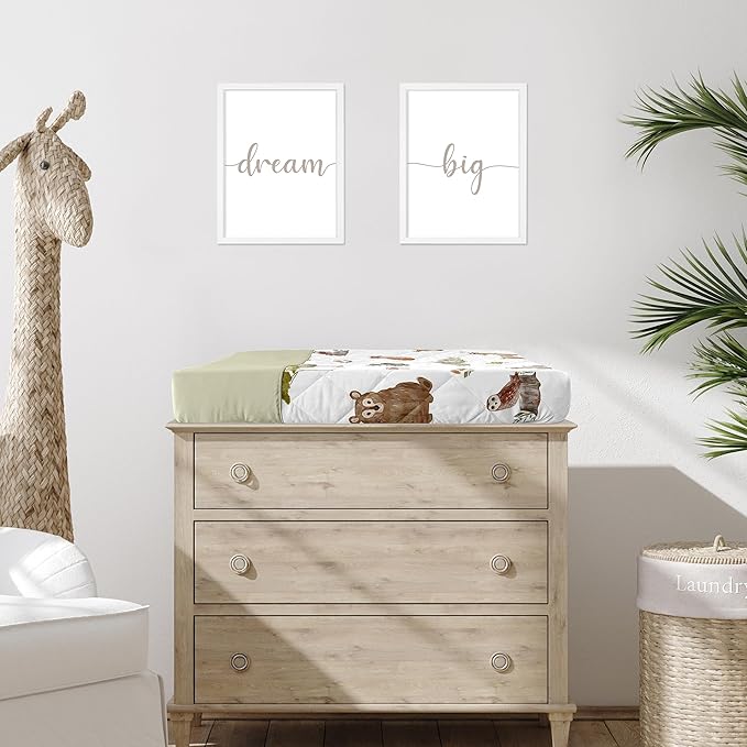 Sweet Jojo Designs Woodland Forest Animals Boy Girl Gender Neutral Unisex Baby Changing Pad Cover Infant Newborn Diaper Table Change Mat Sheet Animal Friends Brown Bear Fox Hedgehog Deer Watercolor