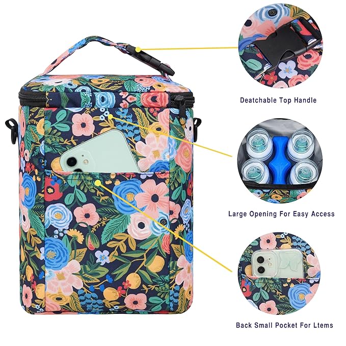 Breastmilk Cooler Bag with Ice Pack Fits 4 Baby Bottles Up To 9 Ounce Insulated Baby Bottle Bag Breast Milk Cooler on the Go with Strap Cooler Bag for Nursing Mom Daycare or Travel