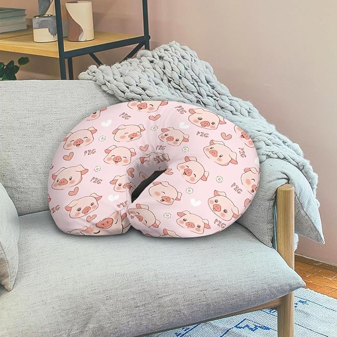Cute Piggy Baby Feeding Pillow Cover Super Soft and Stretchy Personalized Breastfeeding Pillowcase Newborn for Boys Girls, 1 Pack