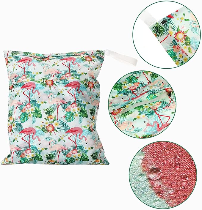 Frienda 4 Pcs Large Waterproof Wet Dry Bag for Baby Swimsuit 20x16 inches Reusable Washable Travel Diaper Bag Sealed with Handle for Travel Beach Gym Clothes and Toiletries Pool(Hawaii Style)