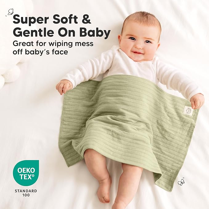 KeaBabies Organic Cotton Burp Cloths Baby Girl, Boy - 6-Pack Large Burping Clothes for Babies, Spit Up Rags, Super Soft & Absorbent Newborn Wash Towels, Gender Neutral, Non-Shrink (Stria, Embrace)