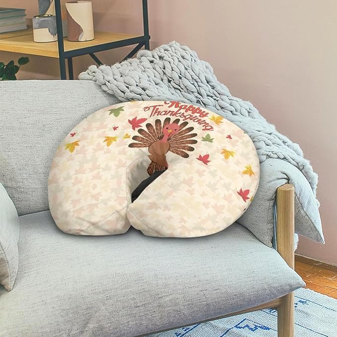 Thanksgiving Turkey Nursing Pillow Cover Lightweight Breathable Pillow Cover for Infant Snug, Stretchy Neutral Breastfeeding Fall Pillow Cover for Breastfeeding Moms