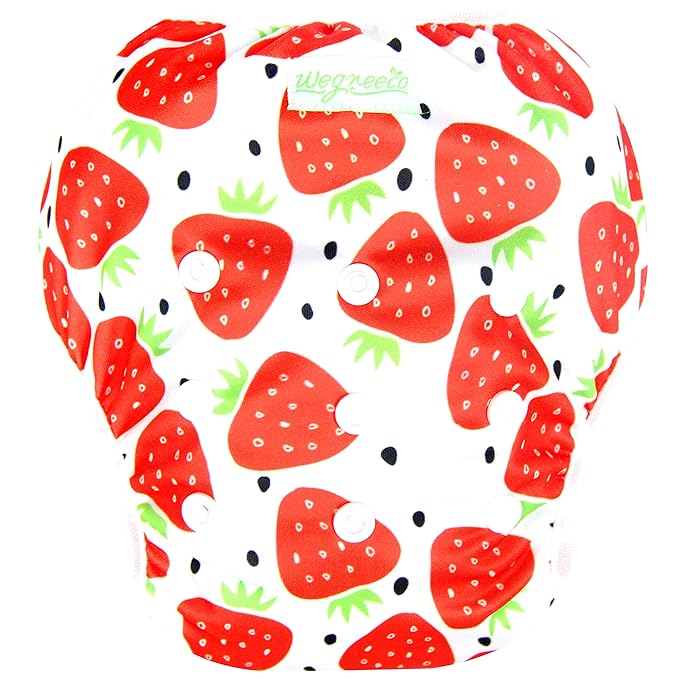 wegreeco Baby & Toddler Snap One Size Adjustable Reusable Baby Swim Diaper (Fruits, Small, 3 Pack)