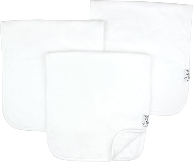 Copper Pearl Baby Burp Cloths for Boys & Girls - Cotton Burp Cloths Baby Girl & Boy, 3 Pack Soft Spit Up Rags, Extra Absorbent Layers for Newborn, Infant Towels, 21x10 in - White Basics Set