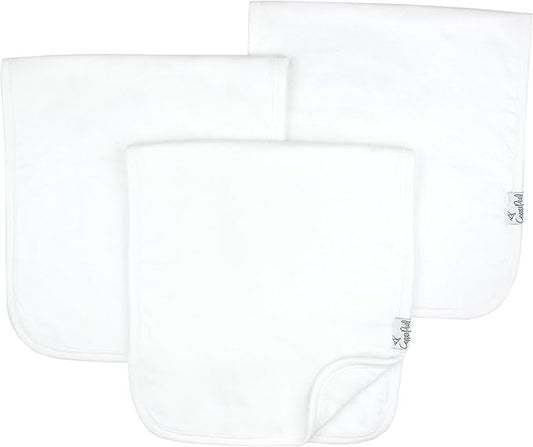 Copper Pearl Baby Burp Cloths for Boys & Girls - Cotton Burp Cloths Baby Girl & Boy, 3 Pack Soft Spit Up Rags, Extra Absorbent Layers for Newborn, Infant Towels, 21x10 in - White Basics Set