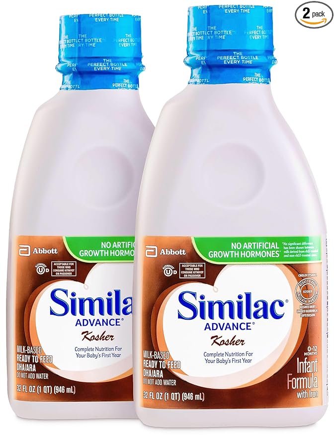 Similac Advance Kosher Infant Formula, Ready-to-Feed Baby Formula, 32-fl-oz Bottle (2 Pack)