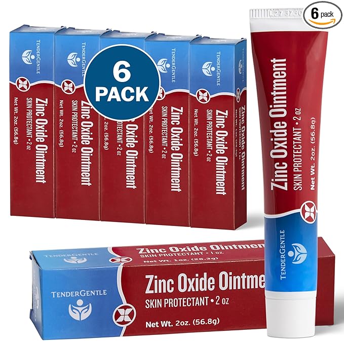 Zinc Oxide Ointment for Adults and Babies - Pack of 6, 1 oz Diaper Rash Ointment - Skin Protectant for Diaper Rashes, Cuts, and Burns