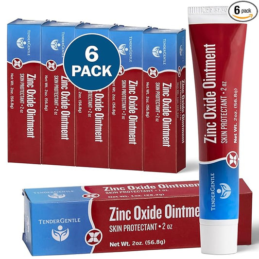 Zinc Oxide Ointment for Adults and Babies - Pack of 6, 1 oz Diaper Rash Ointment - Skin Protectant for Diaper Rashes, Cuts, and Burns