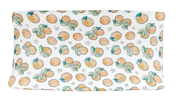Orange Blossom Fitted Changing Pad Cover, Made from Viscose from Bamboo and Spandex Material, Fits Standard Changing Pad, by Florida Kid Co.