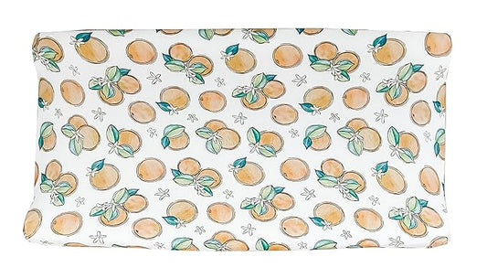 Orange Blossom Fitted Changing Pad Cover, Made from Viscose from Bamboo and Spandex Material, Fits Standard Changing Pad, by Florida Kid Co.