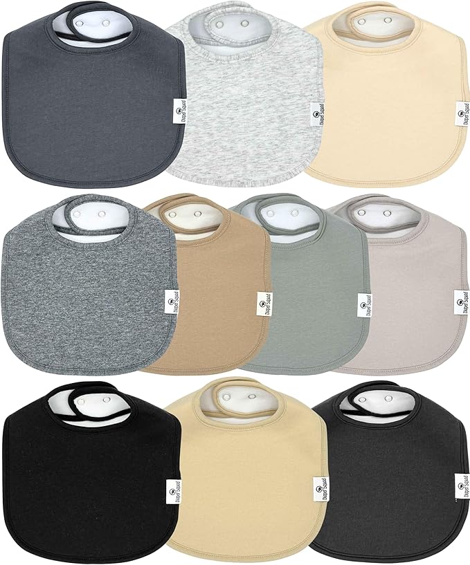 DiaperSquad's 100% Organic Cotton Baby Drool Bibs, Super Absorbent & Adjustable Baby Bibs for Drooling and Teething