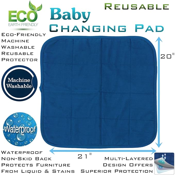 Comfort Finds Baby Changing Pad – Absorbent Reusable Diaper Changing Mat - Portable Waterproof Toddler Changing Liner (Navy, Single Pack) …