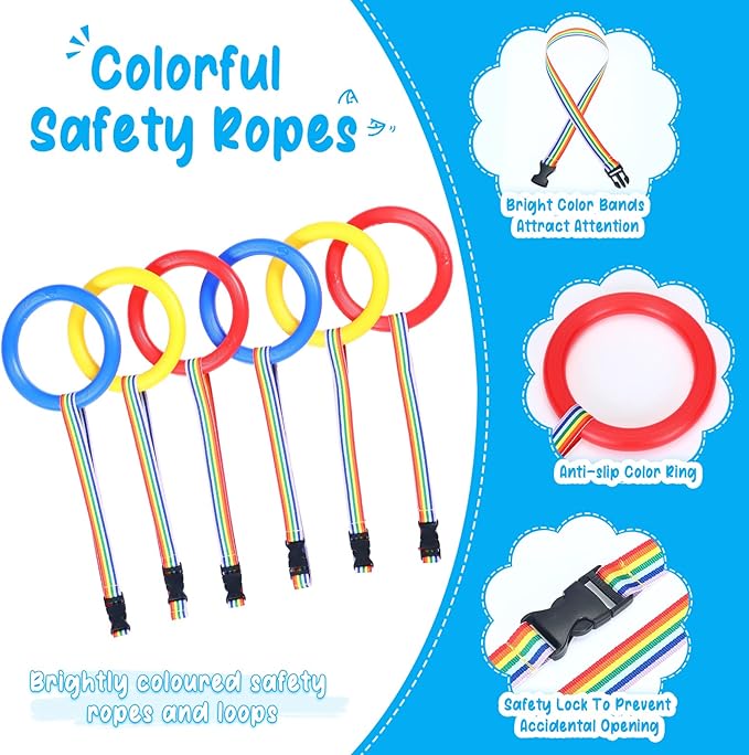 Shappy 6 Pcs Walking Rope for Preschool with Handles Preschool Rope for Walking in Line Colorful Outdoor Safety Daycare Rope for Kids Children Toddlers Schools Teachers Kindergarten(Red Yellow Blue)