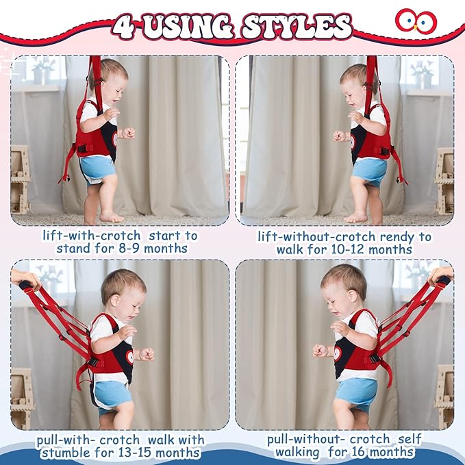 Panitay 15 Pcs Baby Safety Helmet Infant Walking Harness with Anti Slip Knee Pads for Crawling Toddler Socks 2 No Bumps Baby Head Protector Adjustable Walking Assistant(Blue,Owl)