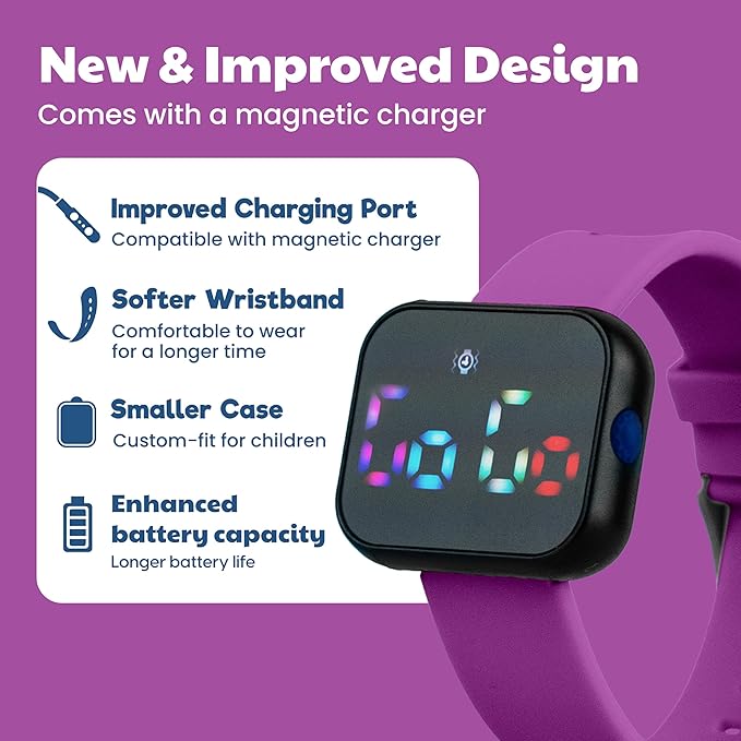 Potty Training Watch for Kids V2 – A Water Resistant Toilet Reminder Device for Boys & Girls to Train Your Toddler with Fun/Musical & Vibration Interval Reminder with Potty Training eBook (Purple)