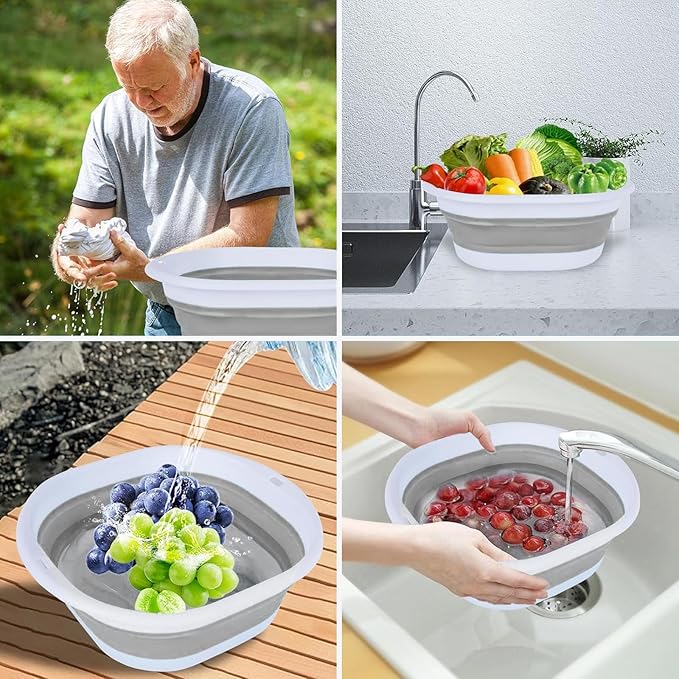 Baby Bottle Wash Basin, Bottle Washing Basin - Collapsible Wash Basin for Baby Bottles, Reusable Sink Basket for Baby Bottle Cleaning, Portable Bottle Tub for Home and Travel (with Hook)