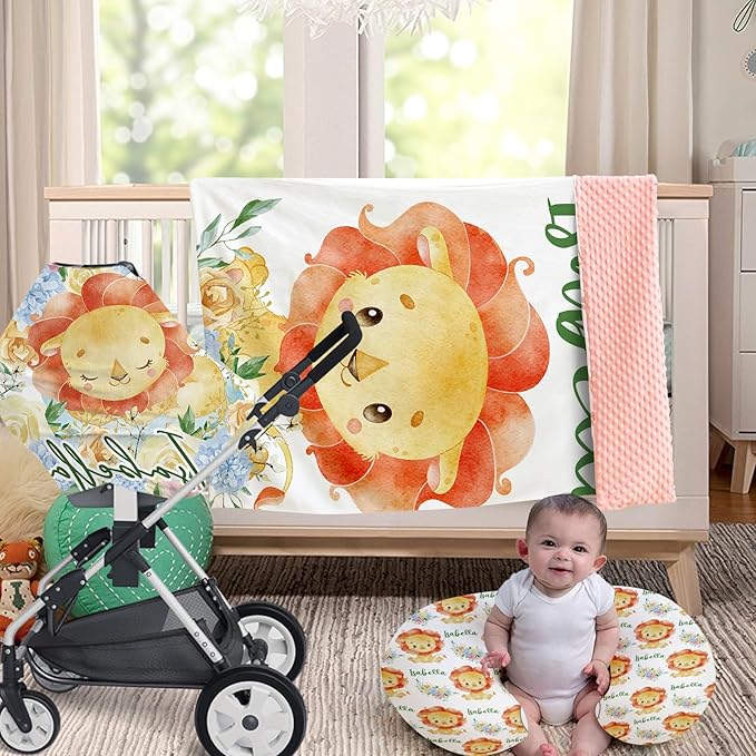 Dyoart Custom Baby Nursing Pillow Cover for Nursing, Lion Theme Removable Nursing Covers for Breastfeeding Pillows, Ultra Soft Comfortable Slipcover for Newborn Baby Boys and Girls