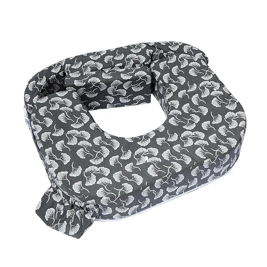 My Brest Friend Twin Nursing Pillow - Enhanced Comfort with Slipcover - Ergonomic Breastfeeding Pillow for Ultimate Support - Adjustable Nursing Pillow with Handy Side Pocket, Grey/Wht Flwg Fans