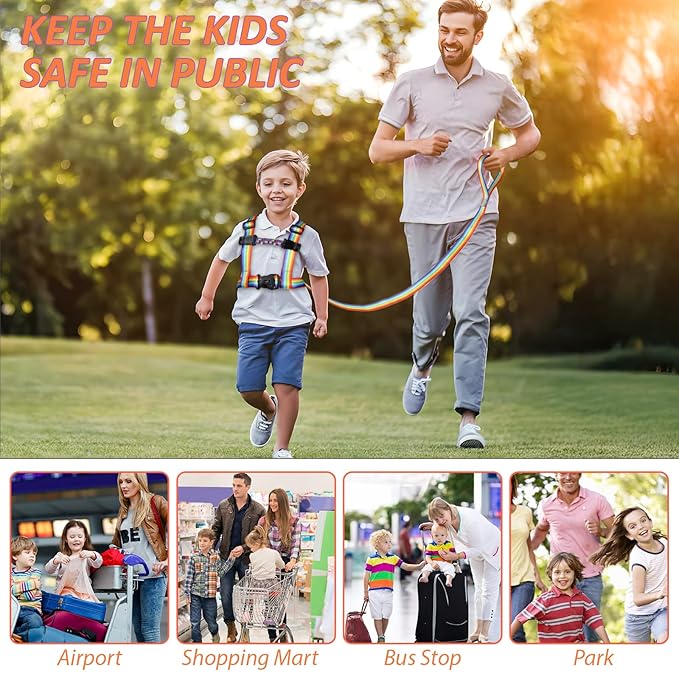 JXM Safety Walking Harness for Kids with Autism and Special Needs Ages 3-6, Child Elopement Leash with Grab Handle and Adjustable Tether, Prevent Wandering in Public for Autistic ADHD Active Children