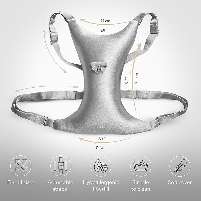 Intimia Breast Pillow for Chest Wrinkles and Side Sleeping - Chest Pillow for Wrinkle Prevention and Breast Support (Silver)