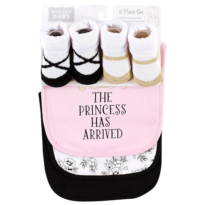 Hudson Baby Unisex Baby Cotton Bib and Sock Set, Toile, One Size