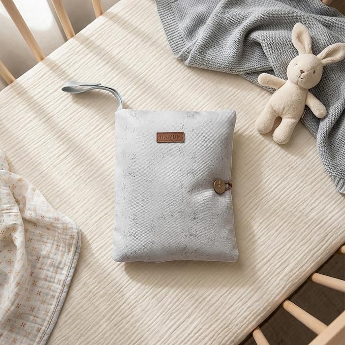HAMUR Baby Diaper Bag Organizer – Compact & Foldable Stroller Pouch for Newborn Essentials | Travel-Friendly | Fits Boys & Girls (Solid Grey)